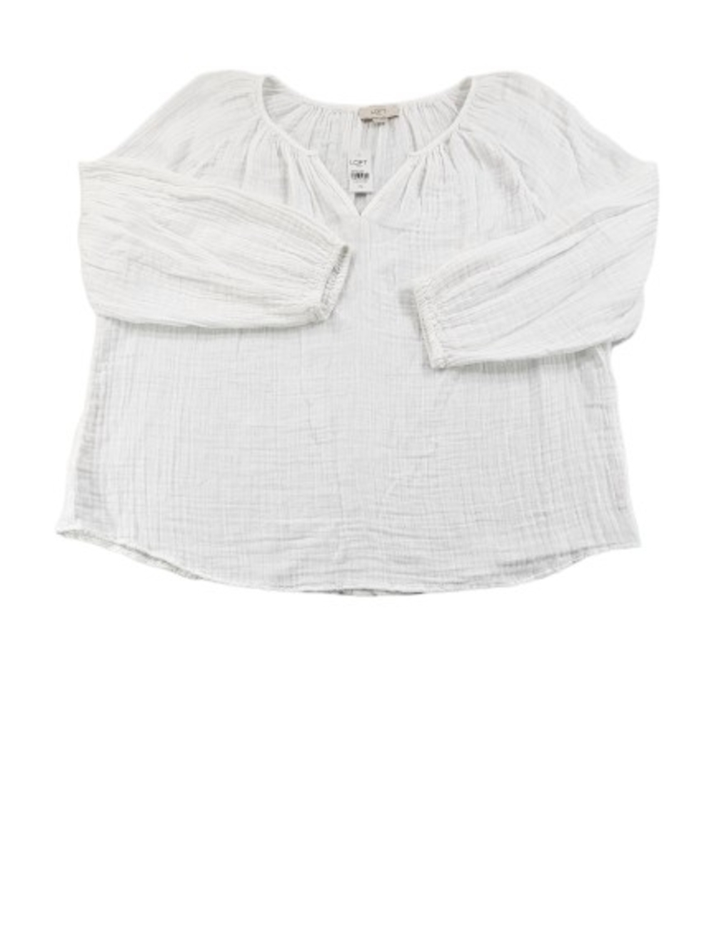 LOFT Muslin Peasant Blouse Linen Cotton Women's XLarge White Lounge Airy Flowing